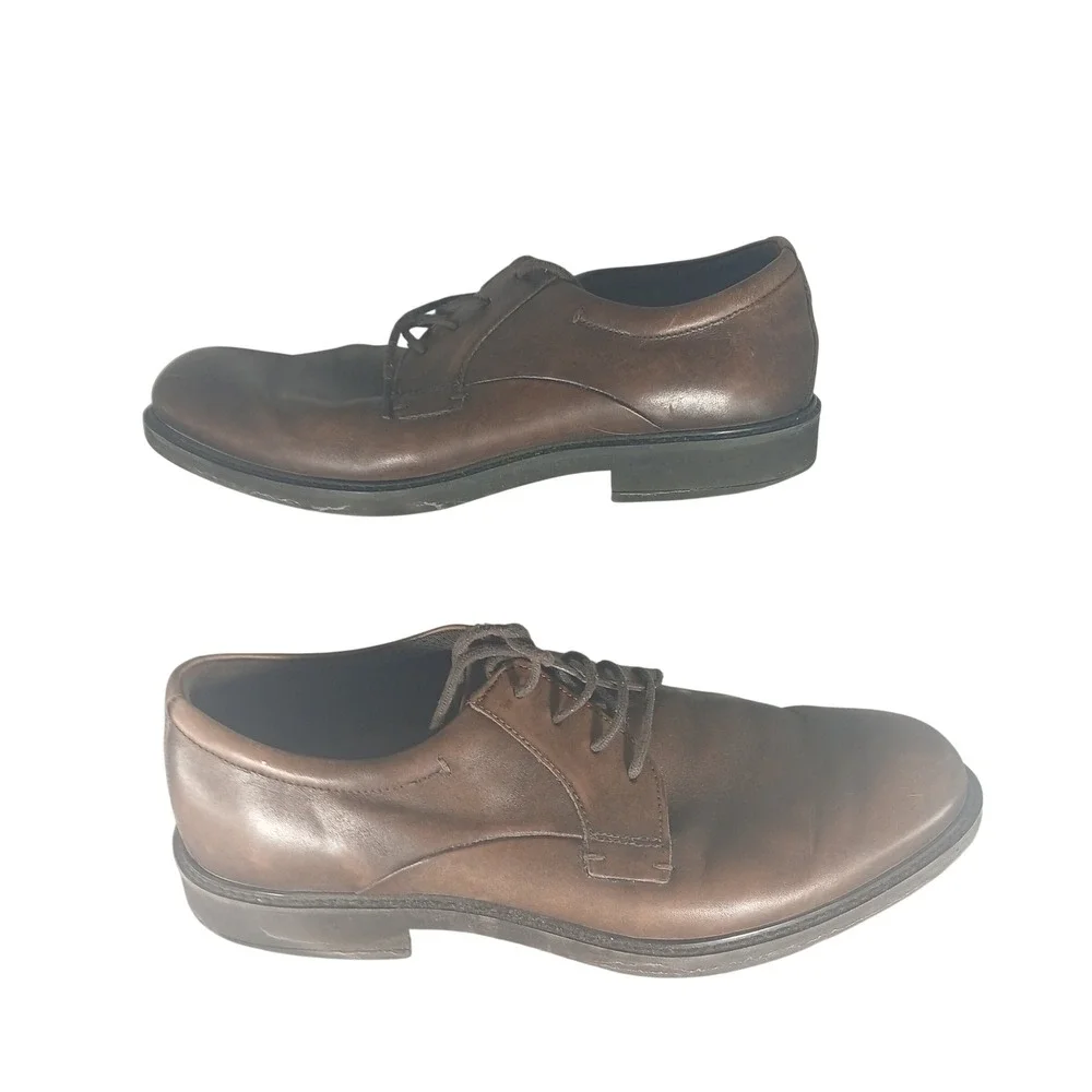 Ecco Vitrus‎ Mens Brown Leather Derby Oxford Shoes Size 44 EU 10 US 640504